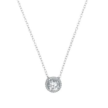 CZ Solitaire Pendant In Sterling Silver