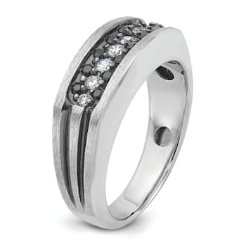 Rhodium Over 10K White Gold Men's Black and White Diamond Ring With
Black Rhodium 0.55ctw