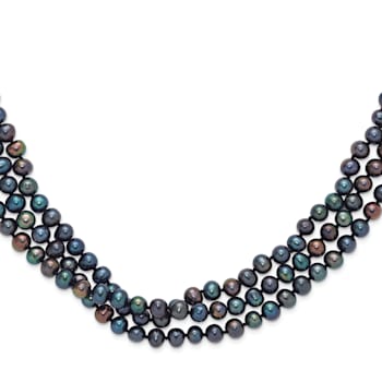 7-8mm Black Freshwater Cultured Pearl 76-inch Slip-on Necklace