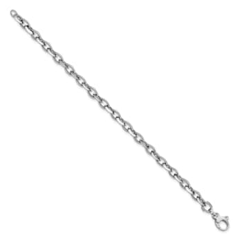 Rhodium Over 14k White Gold 7mm Polished Fancy Link Bracelet