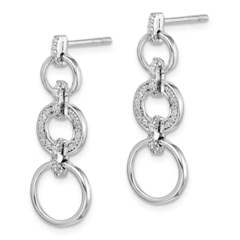 Rhodium Over 14K White Gold Lab Grown Diamond Fancy Dangle Earrings