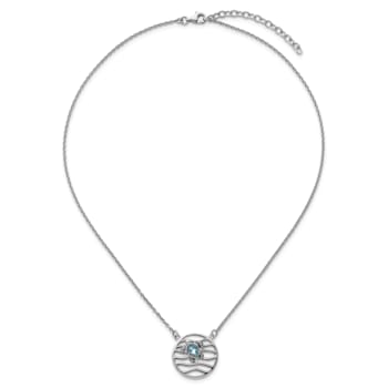 Rhodium Over Sterling Silver Crystal Sliding Turtle 15.5 Inch with 2
Inch Extension Necklace