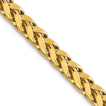14k Yellow Gold 5mm Diamond-Cut Wheat Link 20 Inch Chain