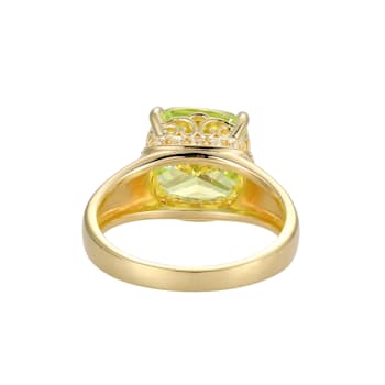 Green And White Cubic Zirconia 18k Yellow Gold Over Silver August
Birthstone Ring 6.98ctw