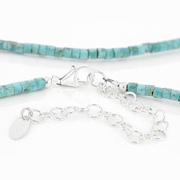 Blue Turquoise Heshi Beaded Necklace In Sterling Silver