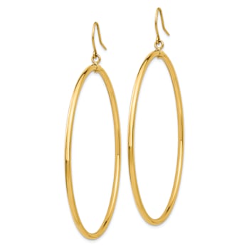 14K Yellow Gold 1 15/16" Tube Hoop Dangle Earrings