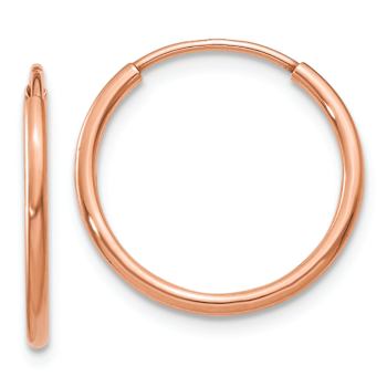 14k Rose Gold Polished 5/8" Endless Hoop Earrings