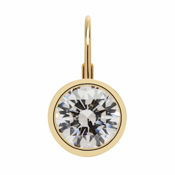 White Cubic Zirconia 14k Yellow Gold Earrings With Velvet Gift Box 2.00ctw
