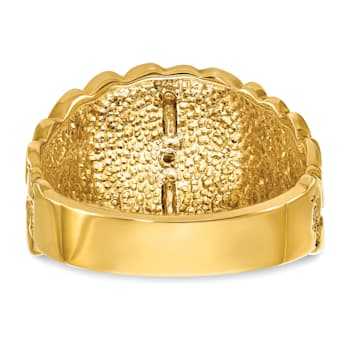 10K Two-tone Yellow and White Gold Nugget Textured Diamond Blue Lodge
Masonic Ring 0.1ctw