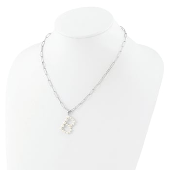 Rhodium Over Sterling Silver 3-5.5mm Freshwater Cultured Pearl LETTER B
18-inch Necklace