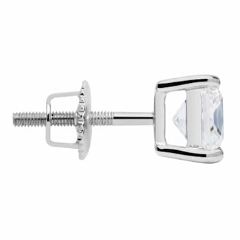 White Cubic Zirconia 14k White Gold Single Stud With Velvet Gift Box 0.50ctw