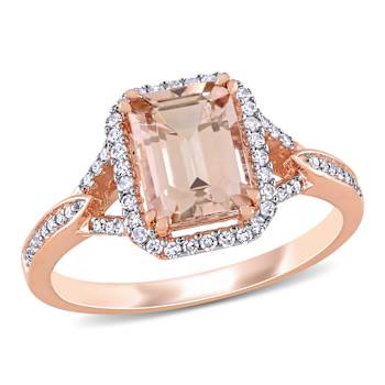 Morganite and Diamond 14K Rose Gold Ring 1.75ctw