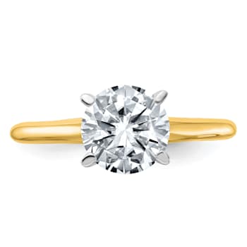 14K Yellow Gold With White Gold Accents 1 3/4 ct. D E F Pure Light Round
Moissanite Solitaire Ring