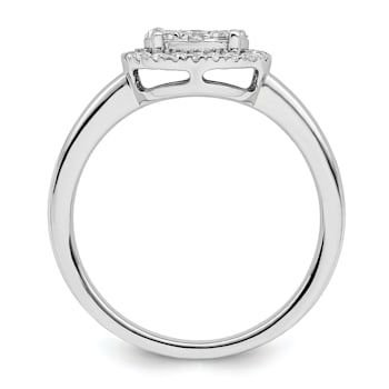 Rhodium Over 14K White Gold Diamond Oval Halo Cluster Engagement Ring 0.30ctw