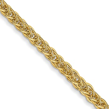 14k Yellow Gold 2mm 3-Wire Wheat Link 16 Inch Chain