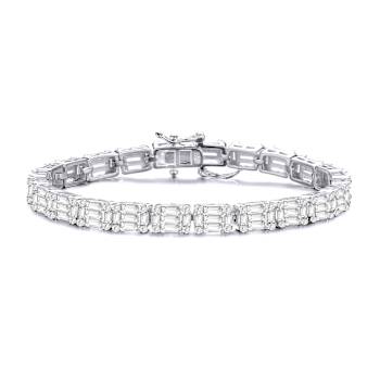 CZ Cluster Tennis Bracelet In Sterling Silver
