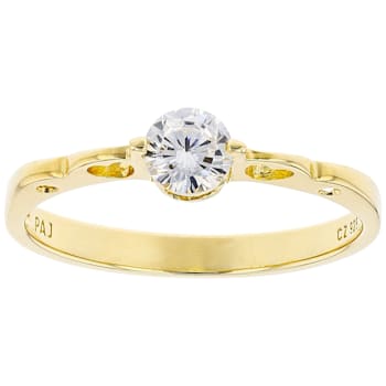 White Cubic Zirconia 18K Yellow Gold Over Sterling Silver Promise Ring 0.55ctw