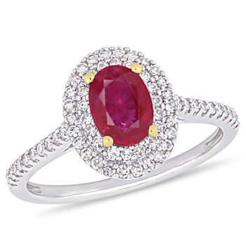 Ruby and Diamond 14K White and Yellow Gold Ring 1.26ctw