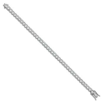 Rhodium Over Sterling Silver Polished Fancy Oval Cubic Zirconia Bracelet