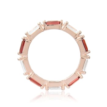 Baguette Garnet and White Topaz 14K Rose Gold Over Sterling Silver
Eternity Band Ring