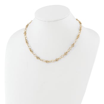 14K Yellow Gold Polished and Textured Fancy Link Necklace