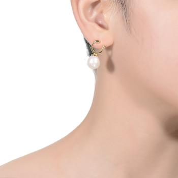 Pear Shape Freshwater Pearl Drop Earrings In 14K Gold Over Sterling Silver