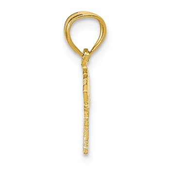 14k Yellow Gold Textured Born To Win Pendant
