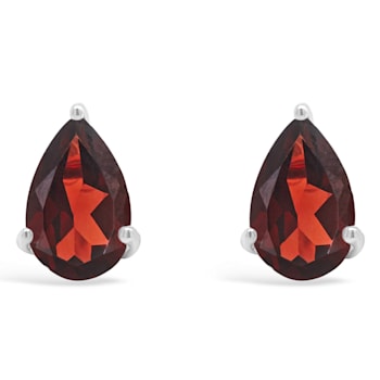 8x5mm Pear Shape Garnet Rhodium Over Sterling Silver Stud Earrings