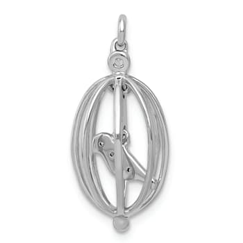 Rhodium Over 14k White Gold Diamond Bird in Cage Pendant