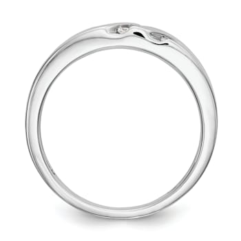 Rhodium Over 14K White Gold Diamond Trio Men's Wedding Band 0.14ctw