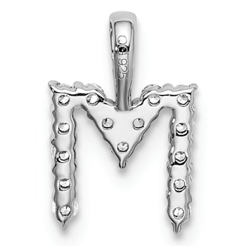 Rhodium Over 14K White Gold Lab Grown Diamond Letter M Initial Pendant