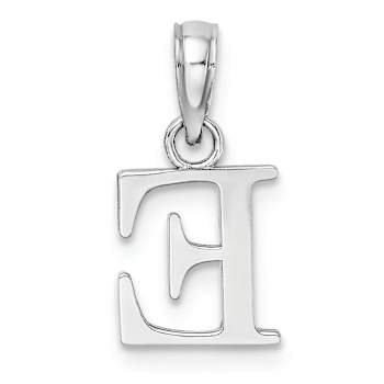 Rhodium Over 14k White Gold Polished Block Letter E Initial Pendant