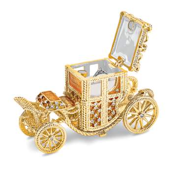 IMPERIAL Golden Carriage with Ring Pad Trinket Box