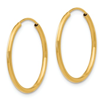 14K Yellow Gold Endless Hoop Earrings