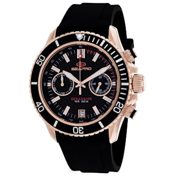 Seapro Men's Thrash Black Dial, Two-tone Bezel, Black Silicone Watch