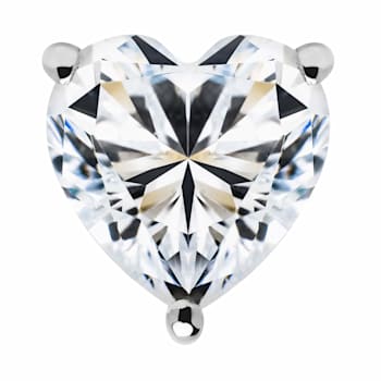 White Cubic Zirconia 14k White Gold Heart Studs With Velvet Gift Box 1.50ctw
