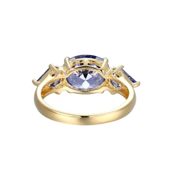 Blue Cubic Zirconia 18k Yellow Gold Over Silver June Birthstone Ring 4.27ctw