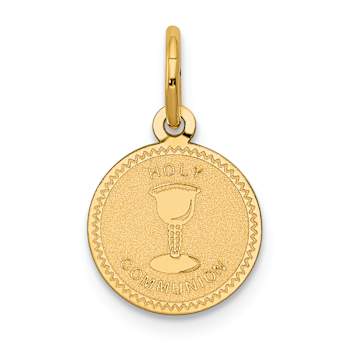 14k Yellow Gold Satin Holy Communion Charm