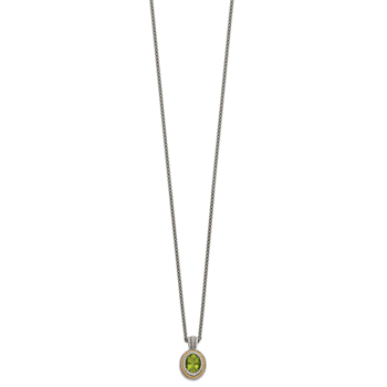 Sterling Silver Antiqued with 14K Accent Peridot Necklace