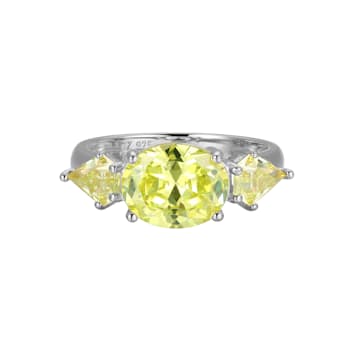 Green Cubic Zirconia Platinum Over Sterling Silver August Birthstone
Ring 4.79ctw