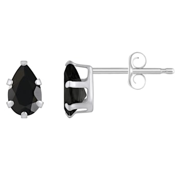 6x4mm Pear Shape Black Onyx Rhodium Over 10k White Gold Stud Earrings