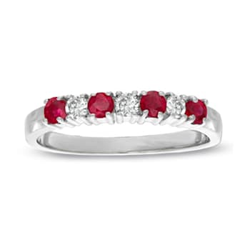 0.37ctw Ruby and Diamond Band Ring in 14k White Gold