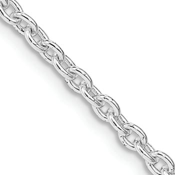 Rhodium Over Sterling Silver 2.75mm Cable Chain