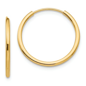 14K Yellow Gold Polished Endless Hoop 3 Pair Earring Set