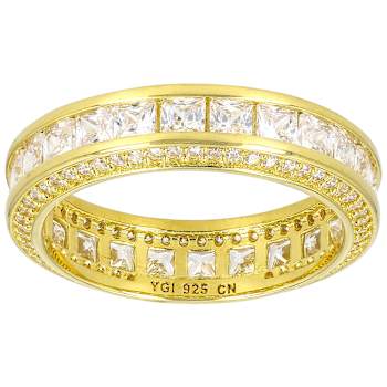 Princess Cut CZ Eternity Band Ring In 18K Gold Over Sterling Silver