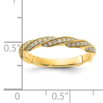 14K Yellow Gold Twisted Diamond Wedding Band 0.2ctw