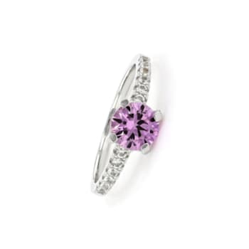 Lab Created Pink Sapphire with White Topaz Accents Rhodium Over Sterling
Silver Ring