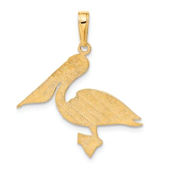 14k Yellow Gold Textured Pelican Pendant