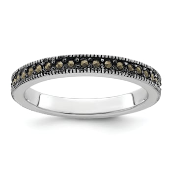 Rhodium Over Sterling Silver Stackable Expressions Marcasite Band
