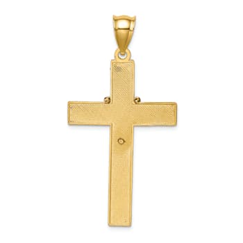 14K Yellow Gold with White Rhodium Cross with Rosary Pendant